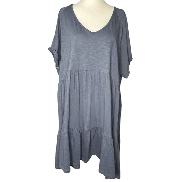 For The Republic Womens Plus Size Dress 2X Blue Tiered Tunic 95% Cotton Blend - Picture 1 of 6